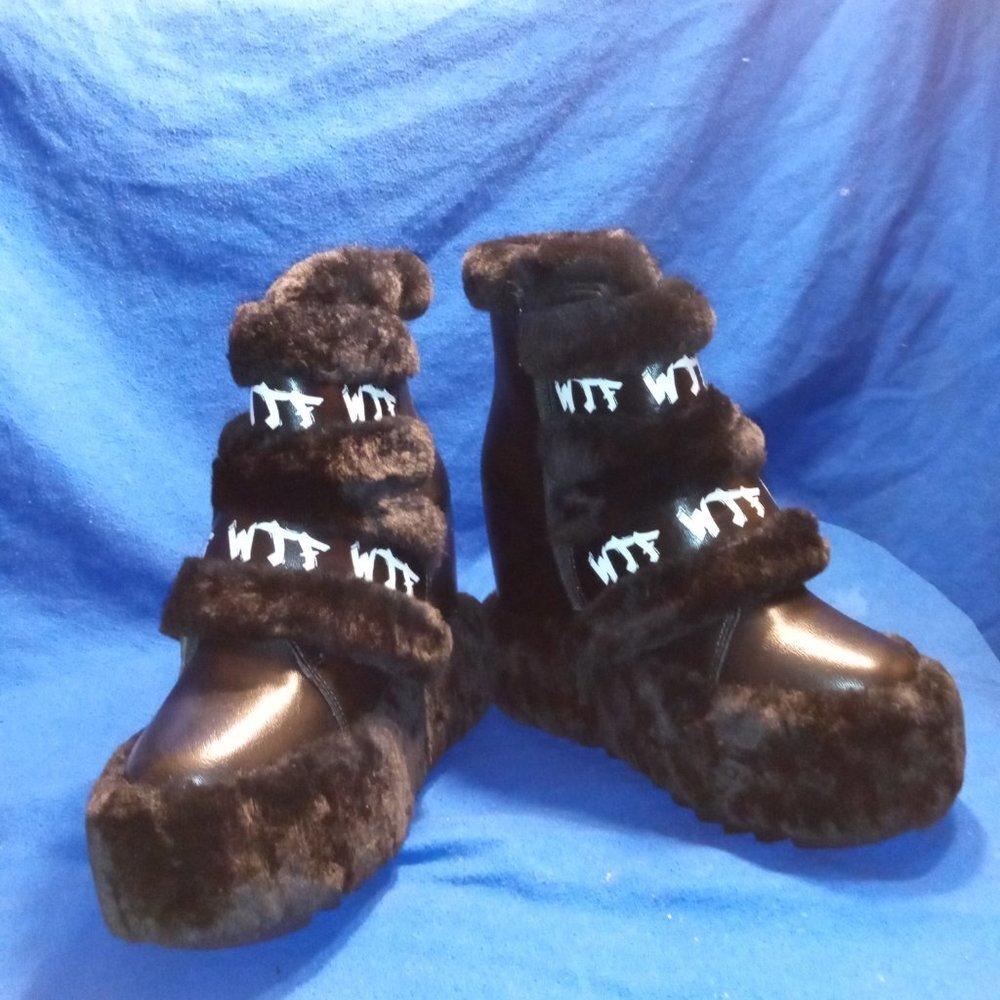 Dizzy Dream Wedge Fur Booties Women – BLACK  ( BRAND NEW !!! ) Anthony Wang - Picture 6 of 6